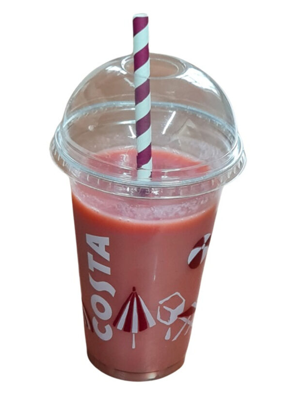 Pack x 10 Costa Coffee 16oz Smoothie Cup, Jumbo Straws, dome Lids with Hole and without Hole